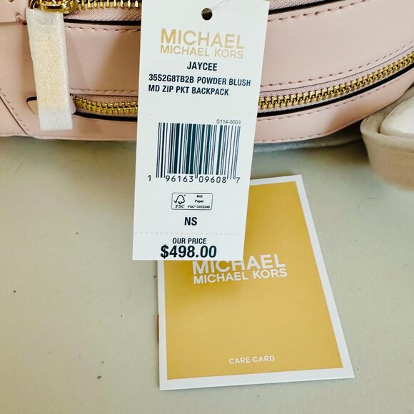 MICHAEL KORS JAYCEE MK SIGNATURE LOGO MEDIUM BACKPACK POWDER BLUSH - Picture 10 of 11
